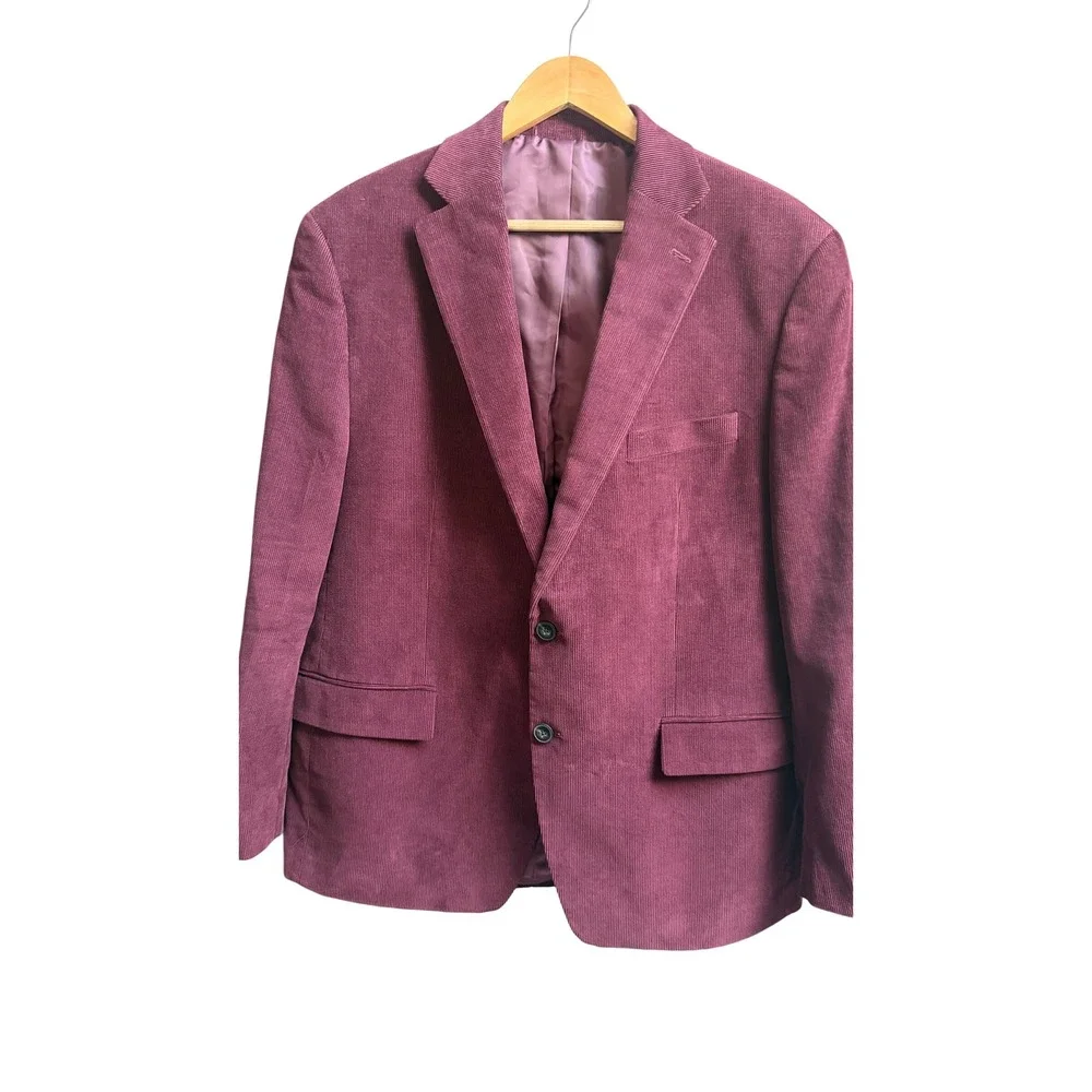Michael Kors Blazer Corduroy Burgundy Two Button Stretch Cotton 44R Sport Coat
